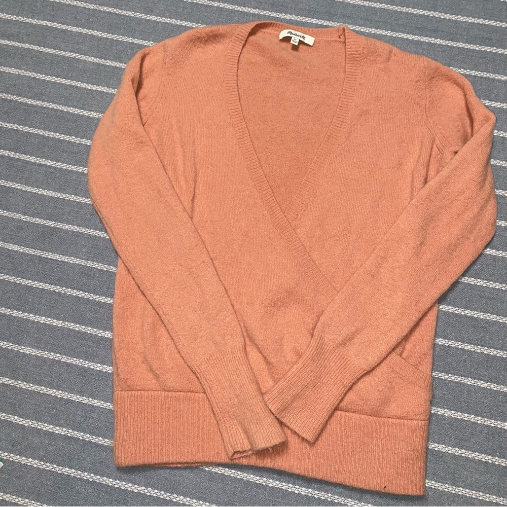 Madewell‎ Pink Merino Wool Faux Wrap Sweater XS